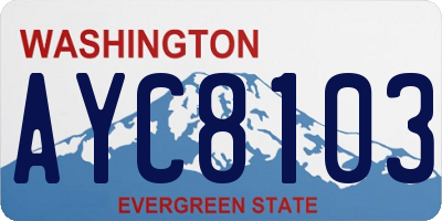 WA license plate AYC8103