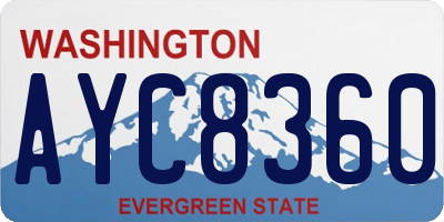 WA license plate AYC8360