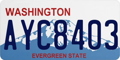 WA license plate AYC8403