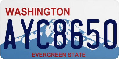 WA license plate AYC8650