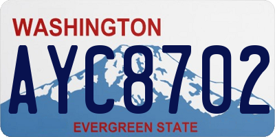 WA license plate AYC8702