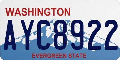 WA license plate AYC8922