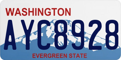 WA license plate AYC8928