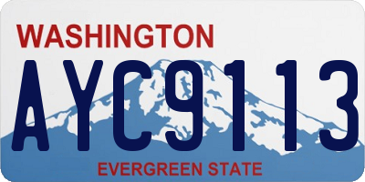 WA license plate AYC9113