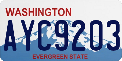 WA license plate AYC9203