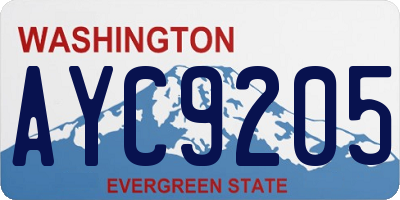 WA license plate AYC9205