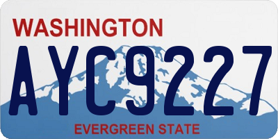 WA license plate AYC9227