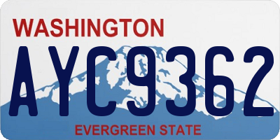 WA license plate AYC9362
