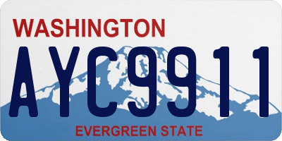 WA license plate AYC9911