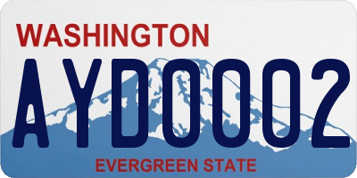 WA license plate AYD0002