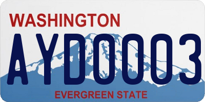 WA license plate AYD0003