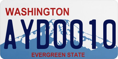WA license plate AYD0010