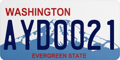WA license plate AYD0021