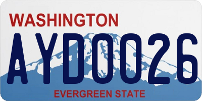 WA license plate AYD0026