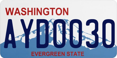 WA license plate AYD0030