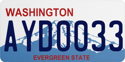 WA license plate AYD0033