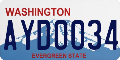 WA license plate AYD0034