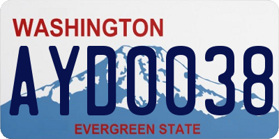 WA license plate AYD0038