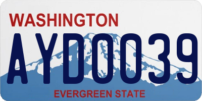WA license plate AYD0039