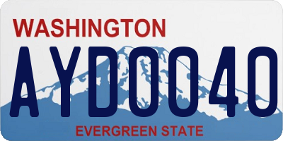 WA license plate AYD0040