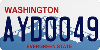 WA license plate AYD0049