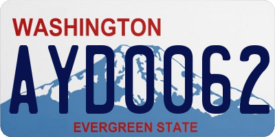 WA license plate AYD0062