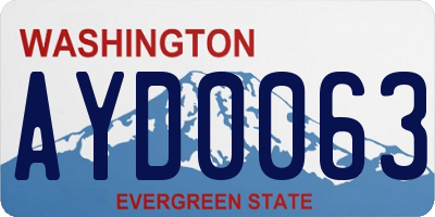WA license plate AYD0063