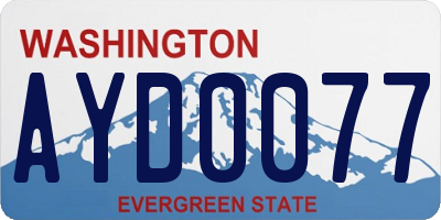 WA license plate AYD0077