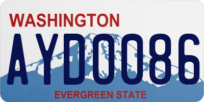 WA license plate AYD0086