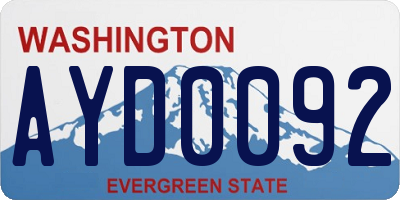 WA license plate AYD0092