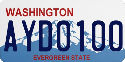 WA license plate AYD0100