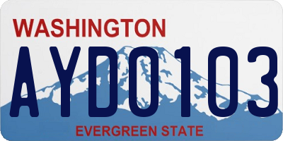 WA license plate AYD0103