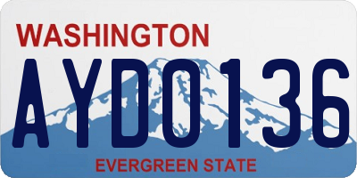 WA license plate AYD0136