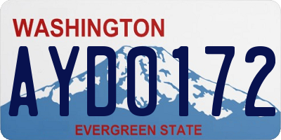 WA license plate AYD0172