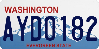 WA license plate AYD0182