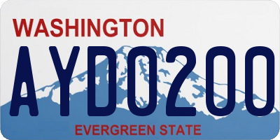 WA license plate AYD0200