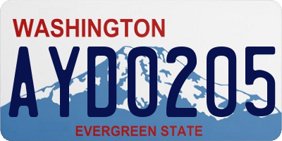 WA license plate AYD0205