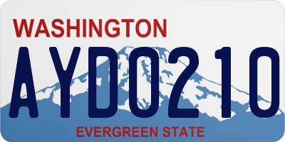 WA license plate AYD0210