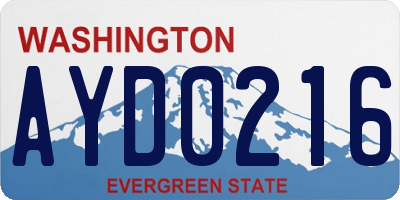 WA license plate AYD0216
