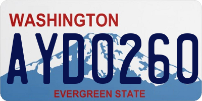WA license plate AYD0260