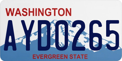 WA license plate AYD0265