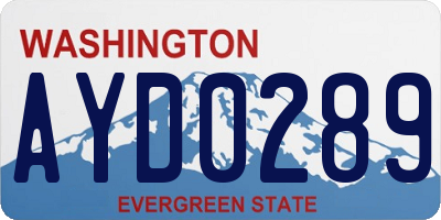 WA license plate AYD0289