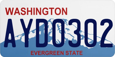 WA license plate AYD0302