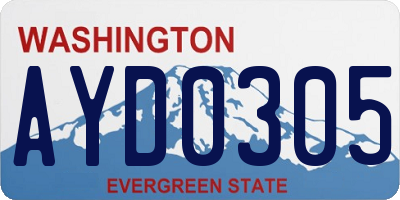 WA license plate AYD0305
