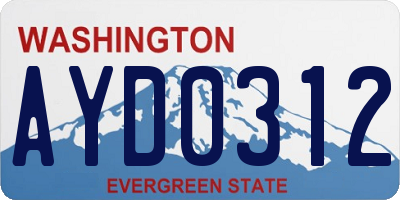 WA license plate AYD0312