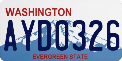 WA license plate AYD0326