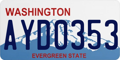 WA license plate AYD0353