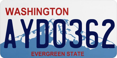 WA license plate AYD0362