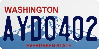 WA license plate AYD0402
