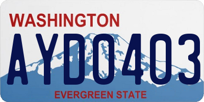 WA license plate AYD0403